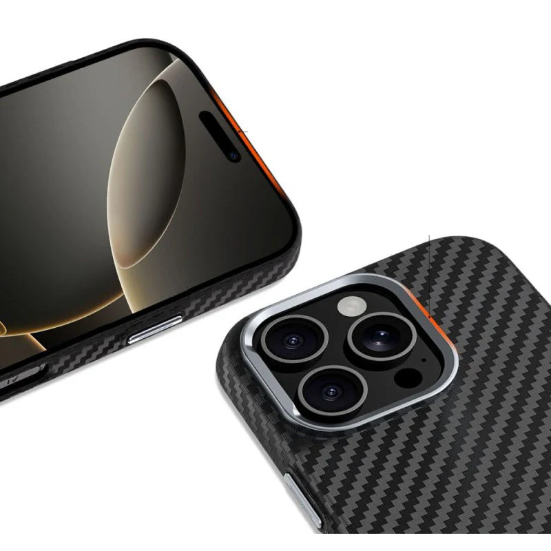 Handyhülle für iPhone 16 Pro, Tech-Protect Ion Carbon MagSafe, Schwarz mit Kohlefaser - Image 2