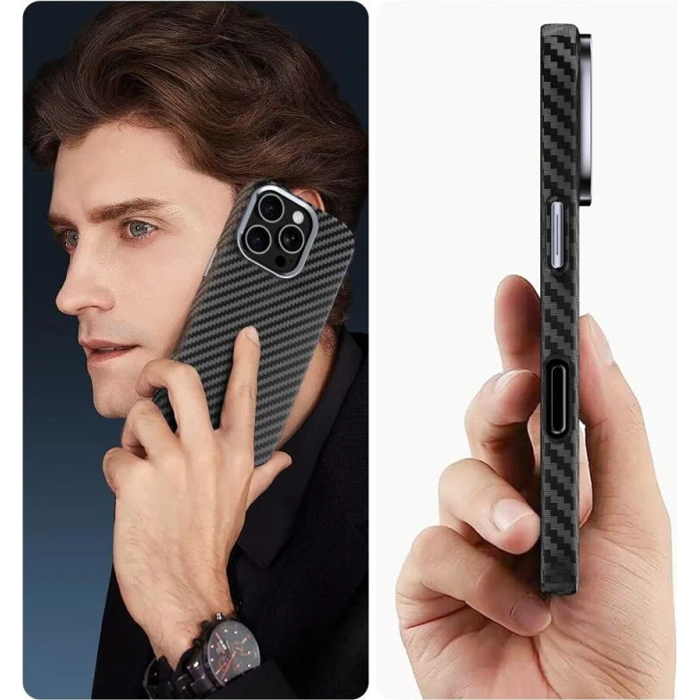 Handyhülle für iPhone 16 Pro, Tech-Protect Ion Carbon MagSafe, Schwarz mit Kohlefaser - Image 4