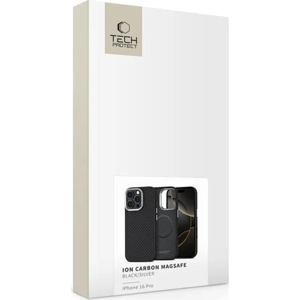 Handyhülle für iPhone 16 Pro, Tech-Protect Ion Carbon MagSafe, Schwarz mit Kohlefaser - Image 5