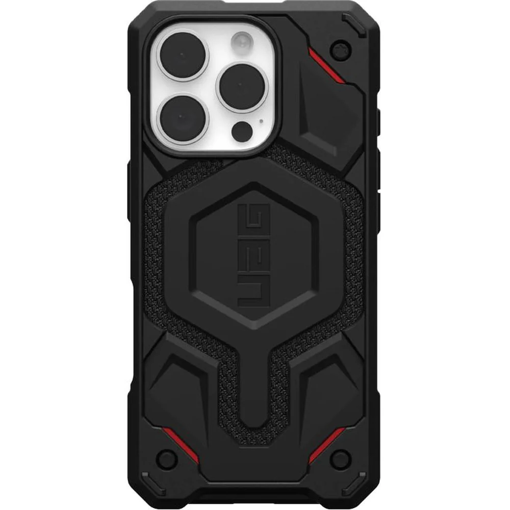 Handyhülle für iPhone 16 Pro, Urban Armor Gear Monarch Pro Mag mit MagSafe, Schwarz mit Kevlar