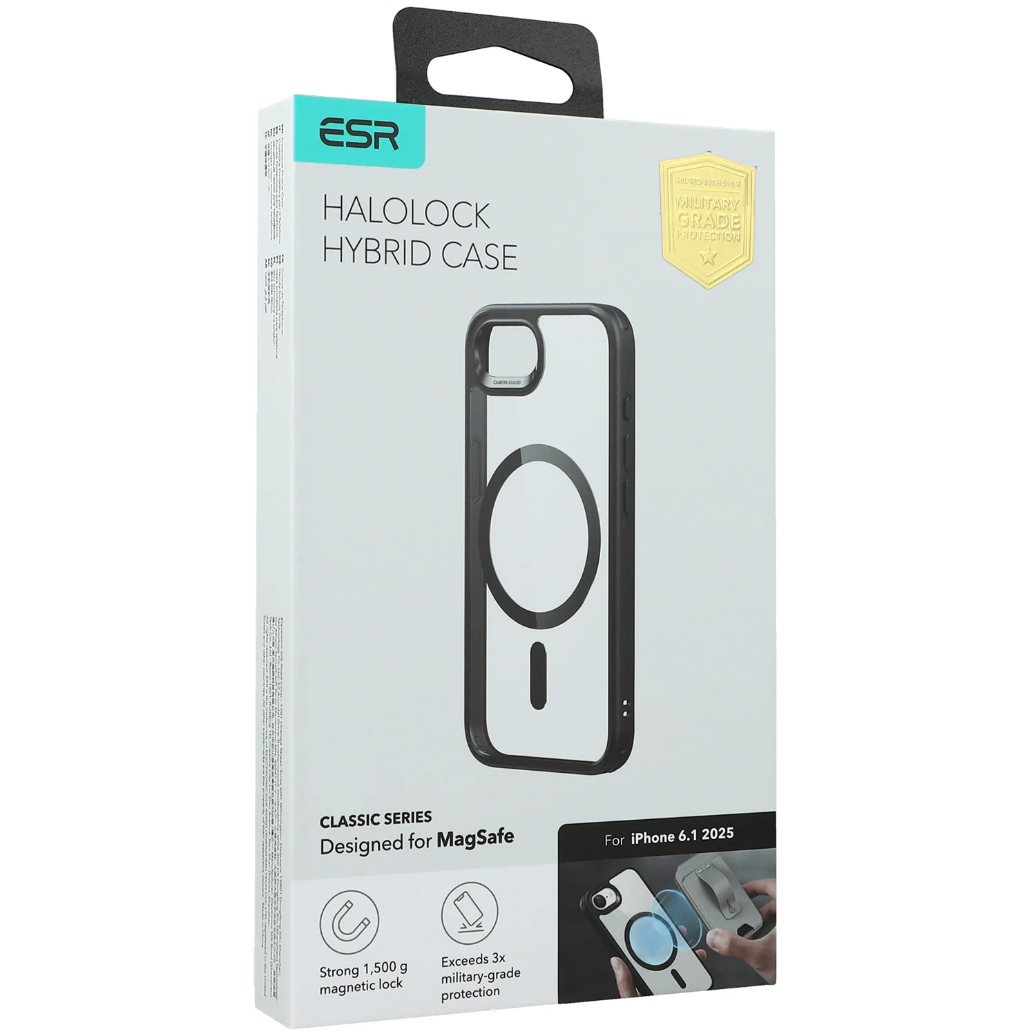 Handyhülle für iPhone 17e / 16e, ESR Classic Hybrid Halolock mit MagSafe, Transparent-schwarz - Image 6
