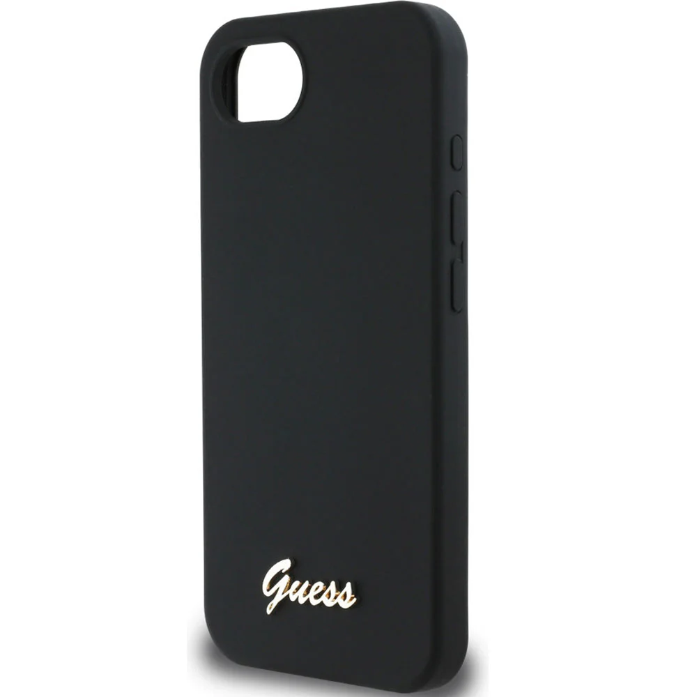 Handyhülle für iPhone 17e / 16e, Guess Hardcase Silicone Script Metal Logo mit MagSafe, Schwarz - Image 7