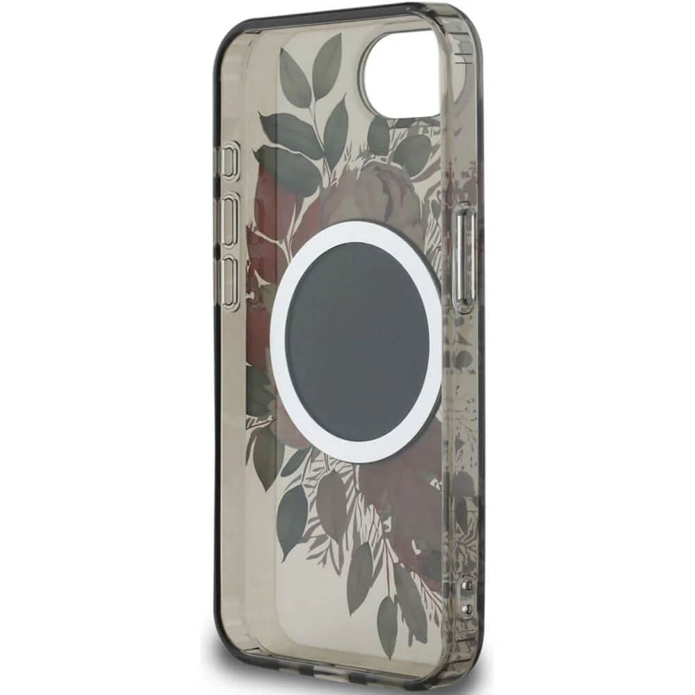 Handyhülle für iPhone 17e / 16e, Guess IML Flowers MagSafe, Schwarz-Transparent - Image 8