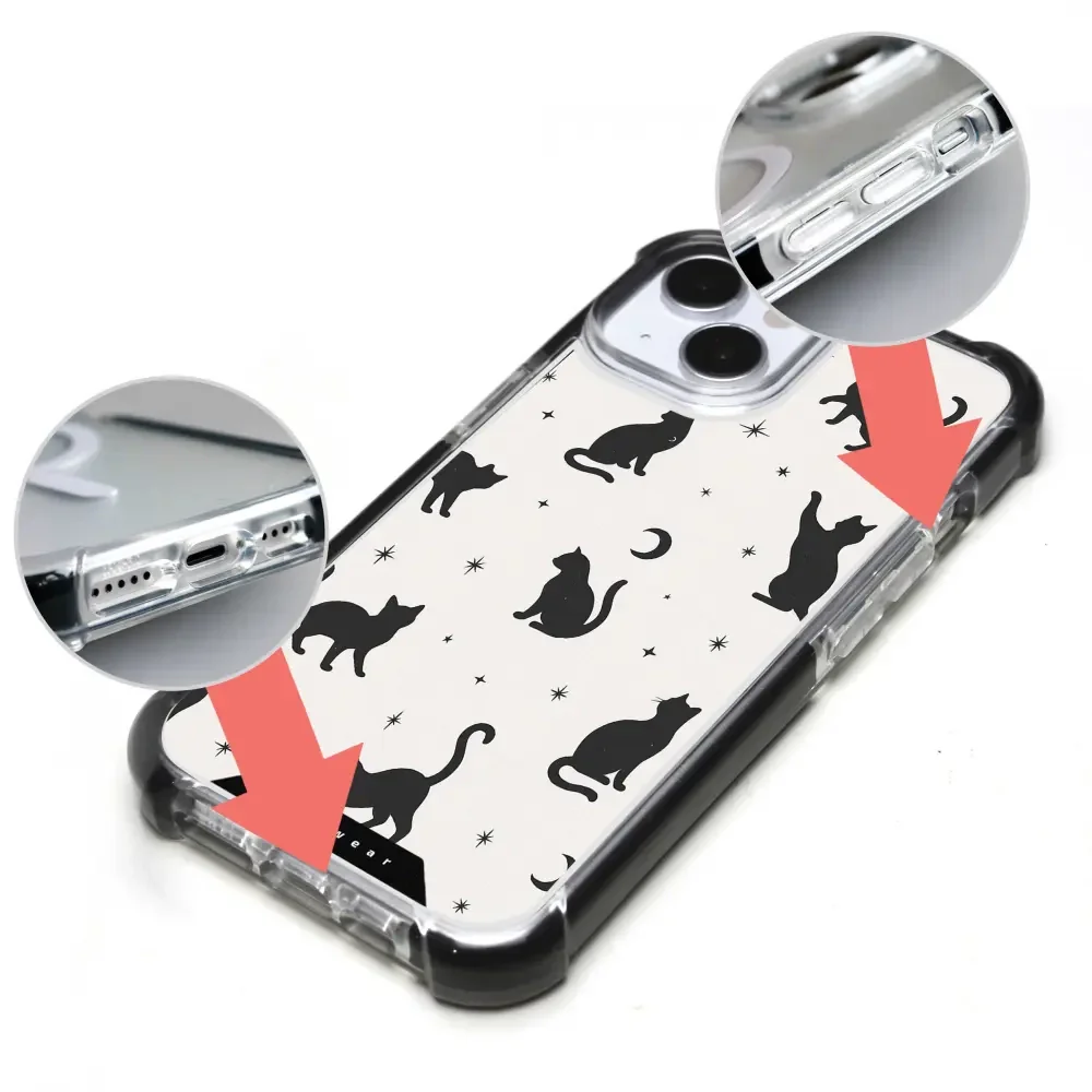 Handyhülle für iPhone 17e / 16e mit MagSafe, Mobiwear Elite Bumper, Katzen-Nacht - Image 14
