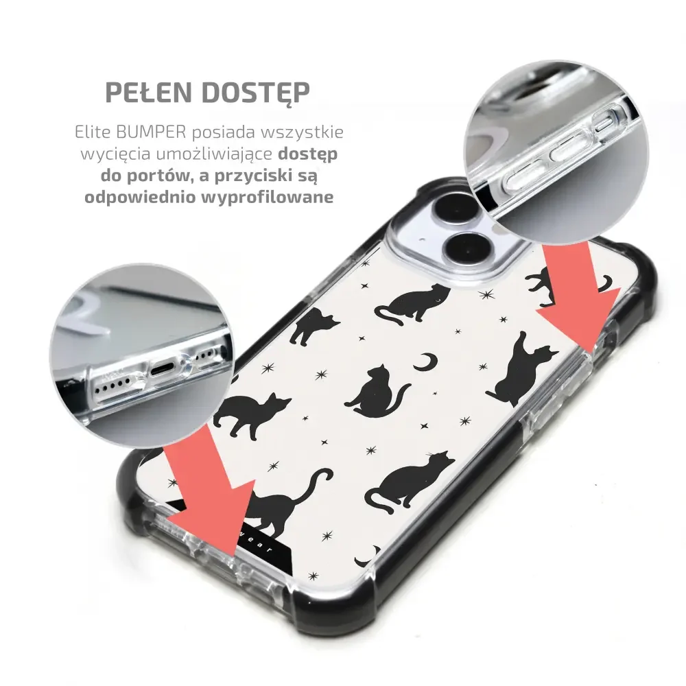 Handyhülle für iPhone 17e / 16e mit MagSafe, Mobiwear Elite Bumper, Katzen-Nacht - Image 4