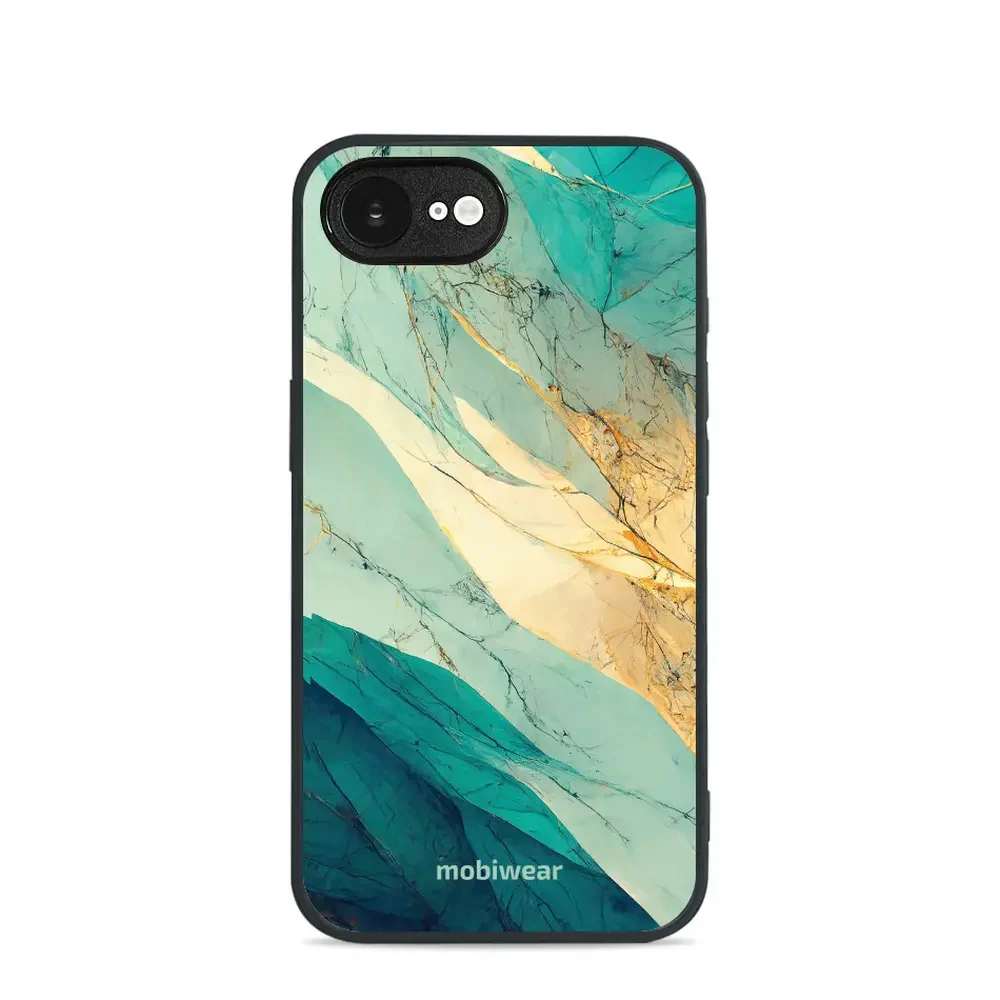 Handyhülle für iPhone 17e / 16e, Mobiwear Glossy Case, Türkis-Marmor