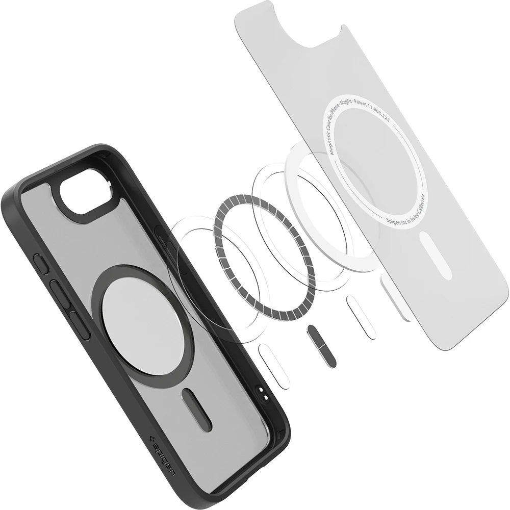 Handyhülle für iPhone 17e / 16e, Spigen Crystal Hybrid Mag mit MagSafe, Grau-Schwarz - Image 6