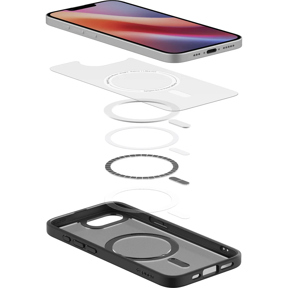 Handyhülle für iPhone 17e / 16e, Spigen Crystal Hybrid Mag mit MagSafe, Grau-Schwarz - Image 8
