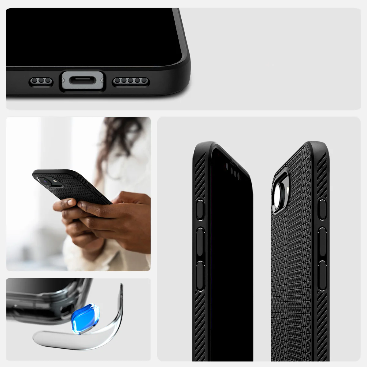 Handyhülle für iPhone 17e / 16e, Spigen Liquid Air Mag mit MagSafe, Schwarz - Image 6