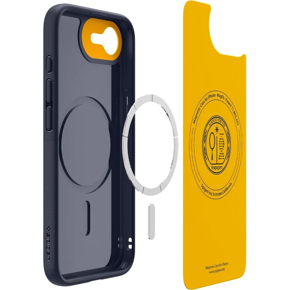 Handyhülle für iPhone 17e / 16e, Spigen Nano Pop Mag mit MagSafe, Dunkelblau und Gelb - Image 3