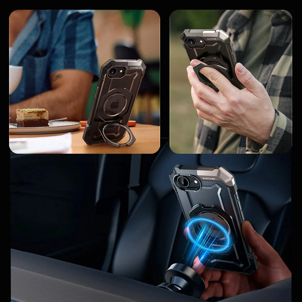 Handyhülle für iPhone 17e / 16e, Supcase UB Grip Mag mit MagSafe, Schwarz-Transparent - Image 8