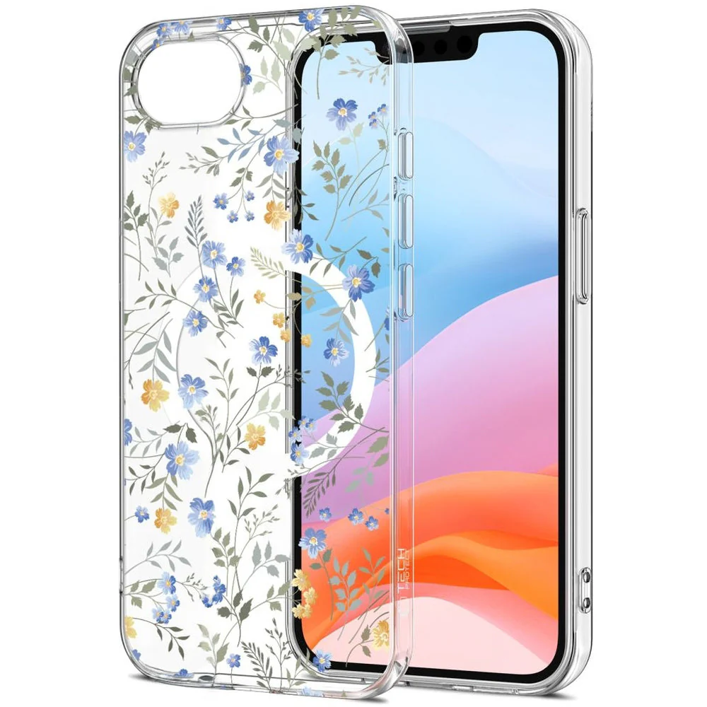 Handyhülle für iPhone 17e / 16e, Tech-Protect Flexair MagSafe, Transparent mit floralem Muster - Image 4