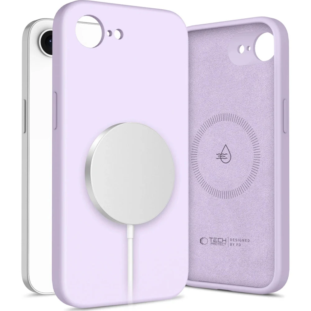 Handyhülle für iPhone 17e / 16e, Tech-Protect Liquid Silicone MagSafe, Violett