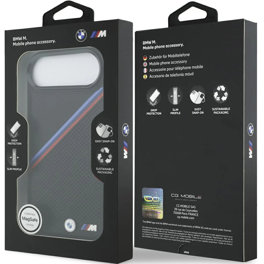 Handyhülle für iPhone Air, BMW M Tricolor Metal Logo mit MagSafe, Schwarz - Image 2