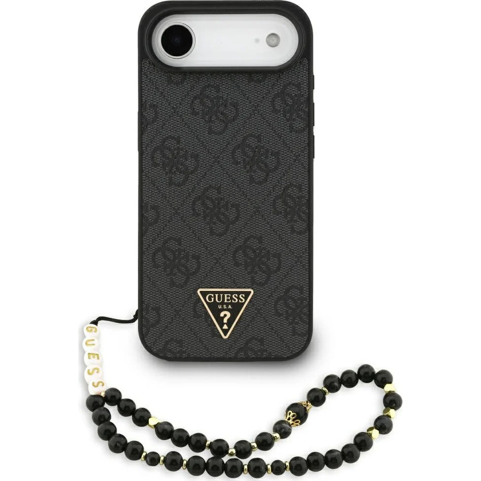 Handyhülle für iPhone Air, Guess 4G Strap Triangle Logo MagSafe, Schwarz