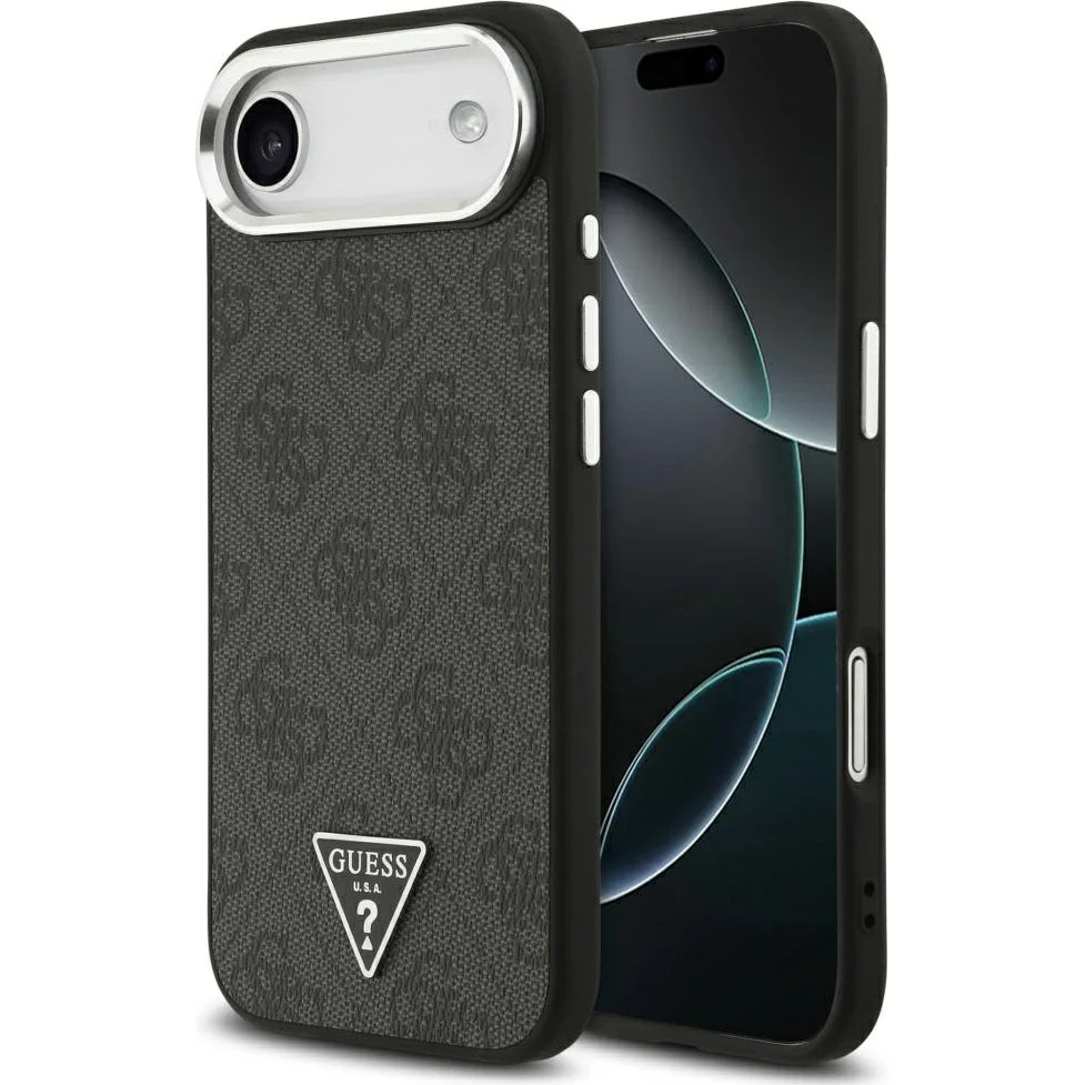 Handyhülle für iPhone Air, Guess HardCase Leather 4G Triangle Strass, Schwarz