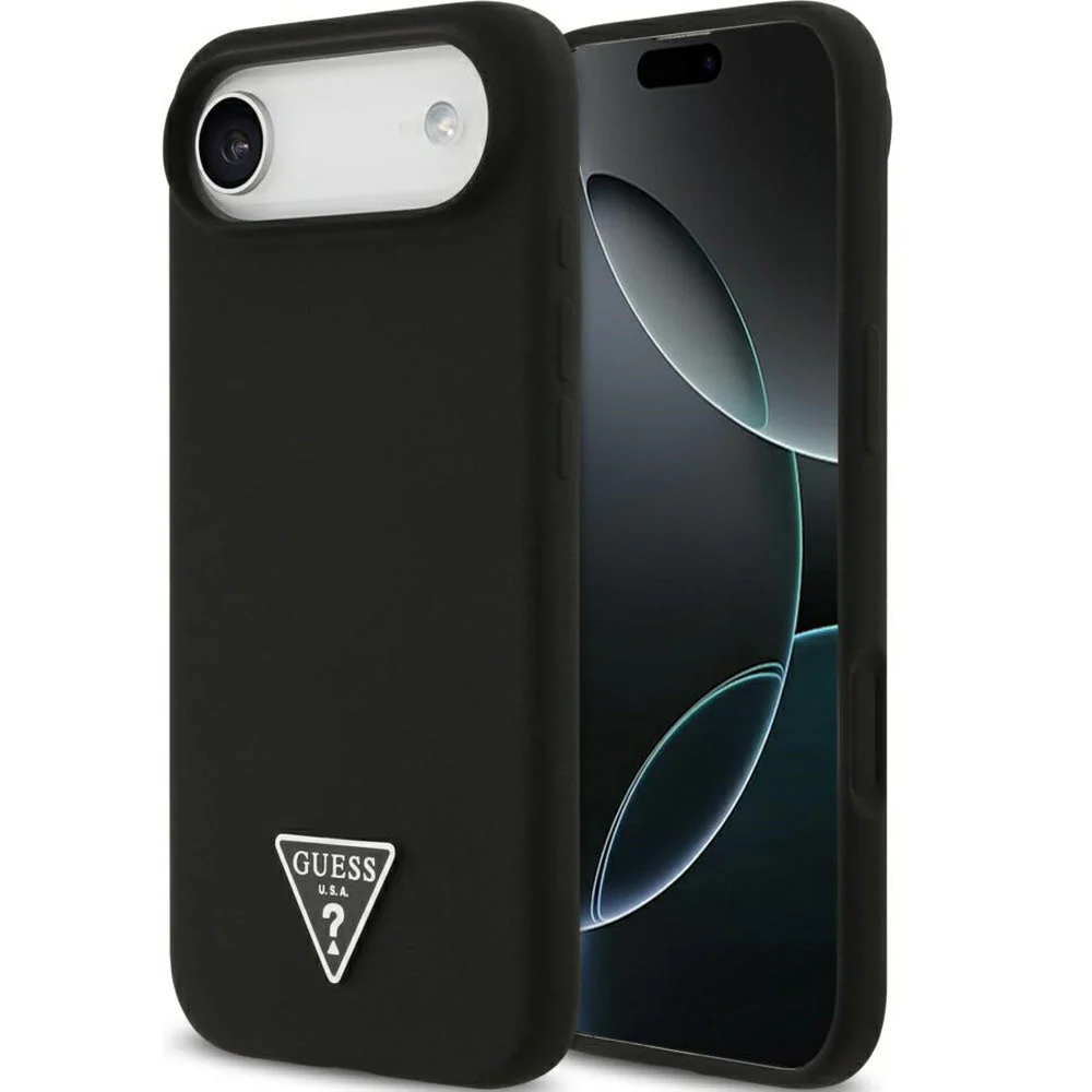 Handyhülle für iPhone Air, Guess Hardcase Silicone Triangle Logo mit MagSafe, Schwarz