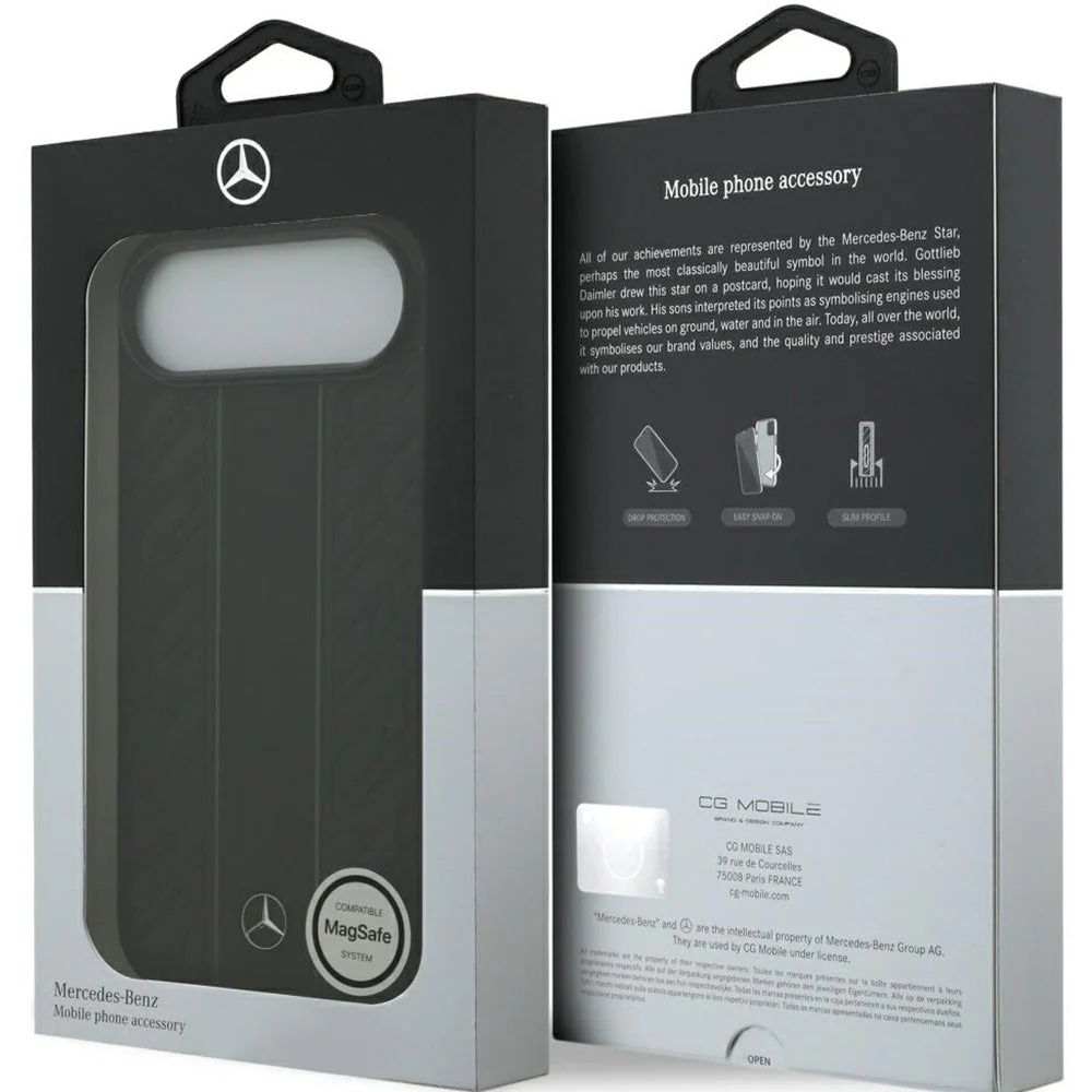 Handyhülle für iPhone Air, Mercedes-Benz Leather Laurel Leaves Stripes mit MagSafe, Schwarz - Image 2