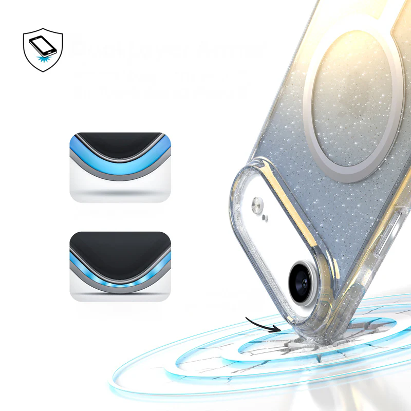 Handyhülle für iPhone Air, Speck Presidio Lux MagSafe, Blau mit Glitzer - Image 5