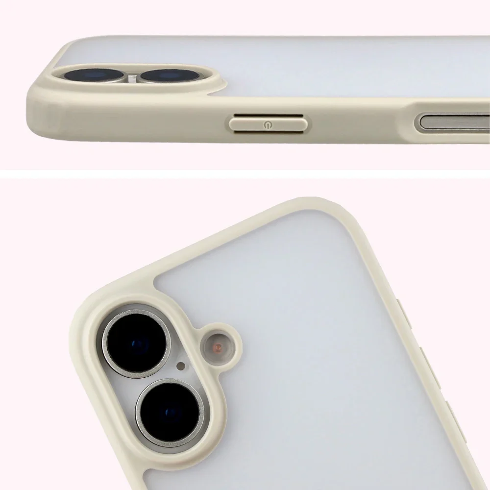 Handyhülle für iPhone 17, Bizon Case Angelo, Semitransparent mit beigem Rahmen - Image 3