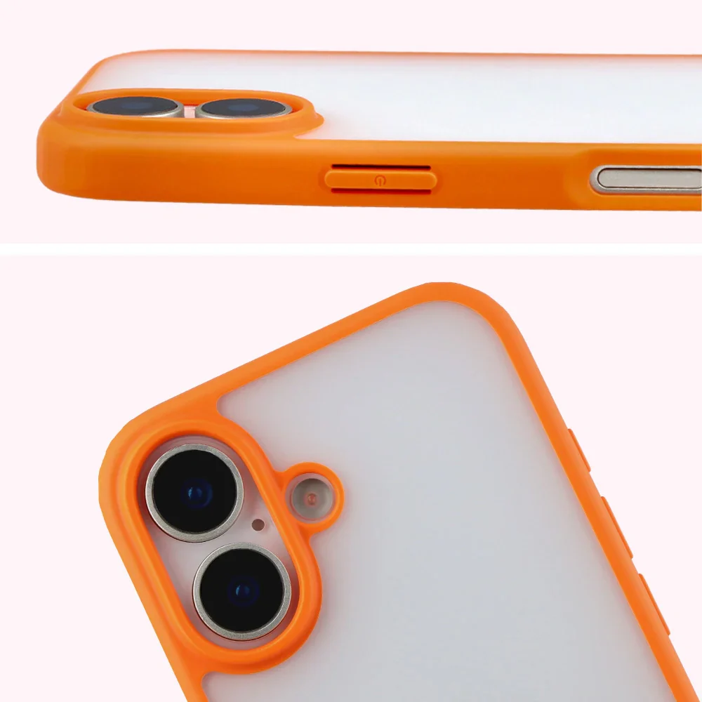 Handyhülle für iPhone 17, Bizon Case Angelo, Semitransparent mit orangefarbenem Rahmen - Image 3