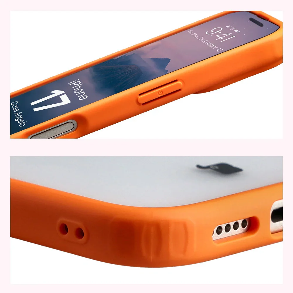 Handyhülle für iPhone 17, Bizon Case Angelo, Semitransparent mit orangefarbenem Rahmen - Image 4