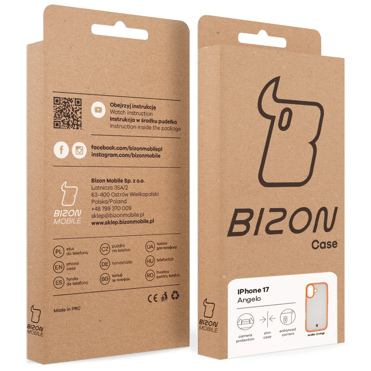 Handyhülle für iPhone 17, Bizon Case Angelo, Semitransparent mit orangefarbenem Rahmen - Image 7