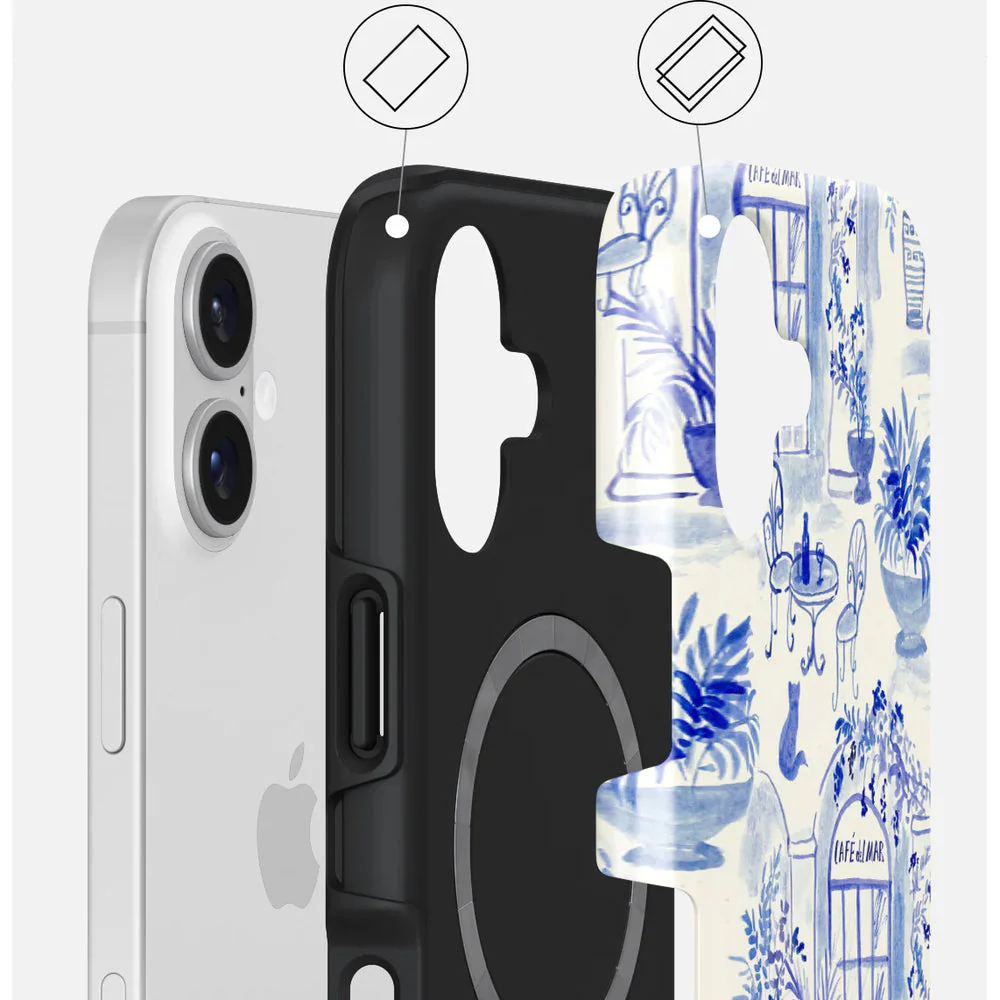 Handyhülle für iPhone 17, Burga Sobremesa Tough Magnetic, Weiß mit blauem Muster - Image 4