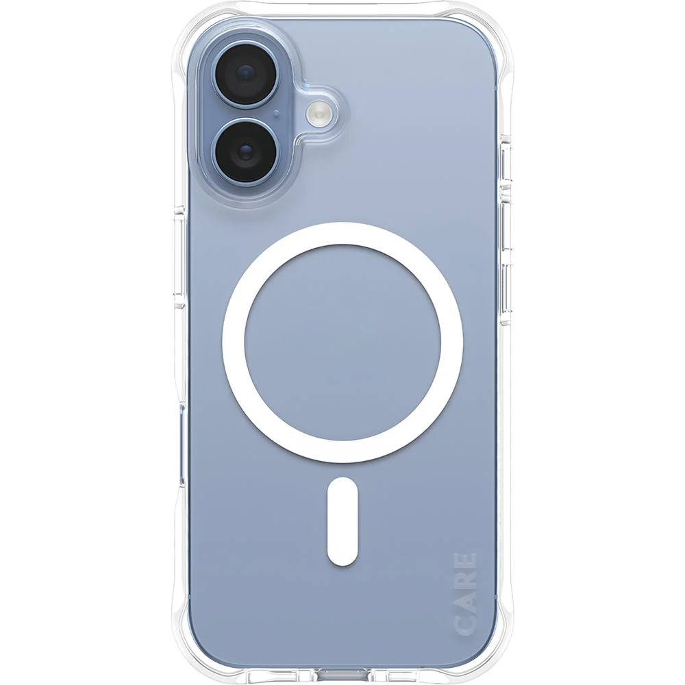 Handyhülle für iPhone 17, CARE by PanzerGlass Fashionable Samba MagSafe, Transparent und Weiß