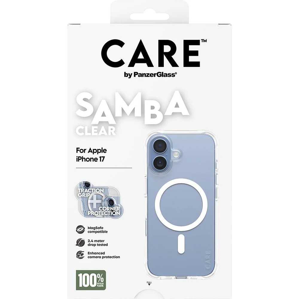 Handyhülle für iPhone 17, CARE by PanzerGlass Fashionable Samba MagSafe, Transparent und Weiß - Image 5