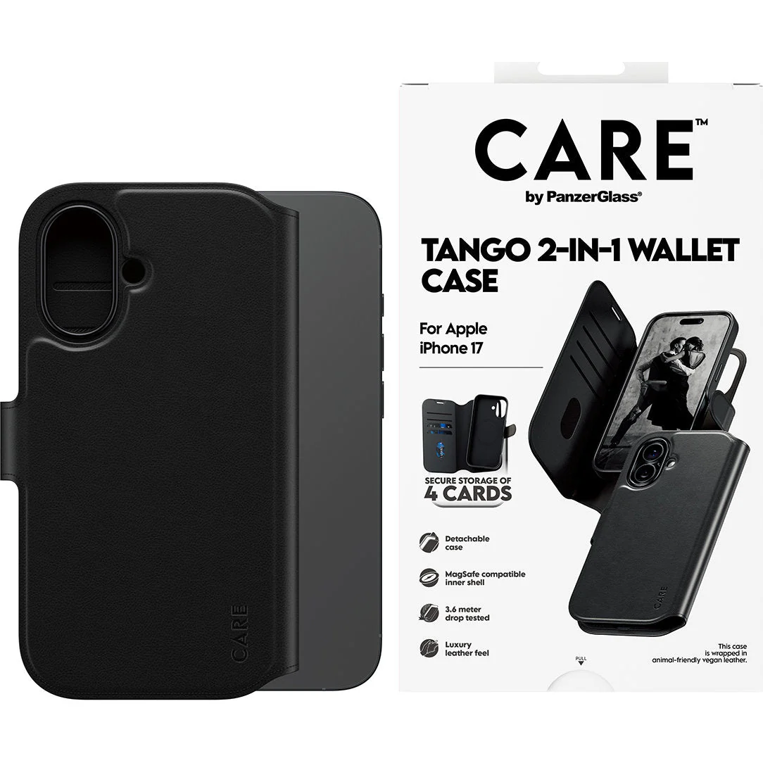 Handyhülle für iPhone 17, CARE by PanzerGlass Feature Tango 2in1 Wallet Magnetic, Schwarz - Image 3