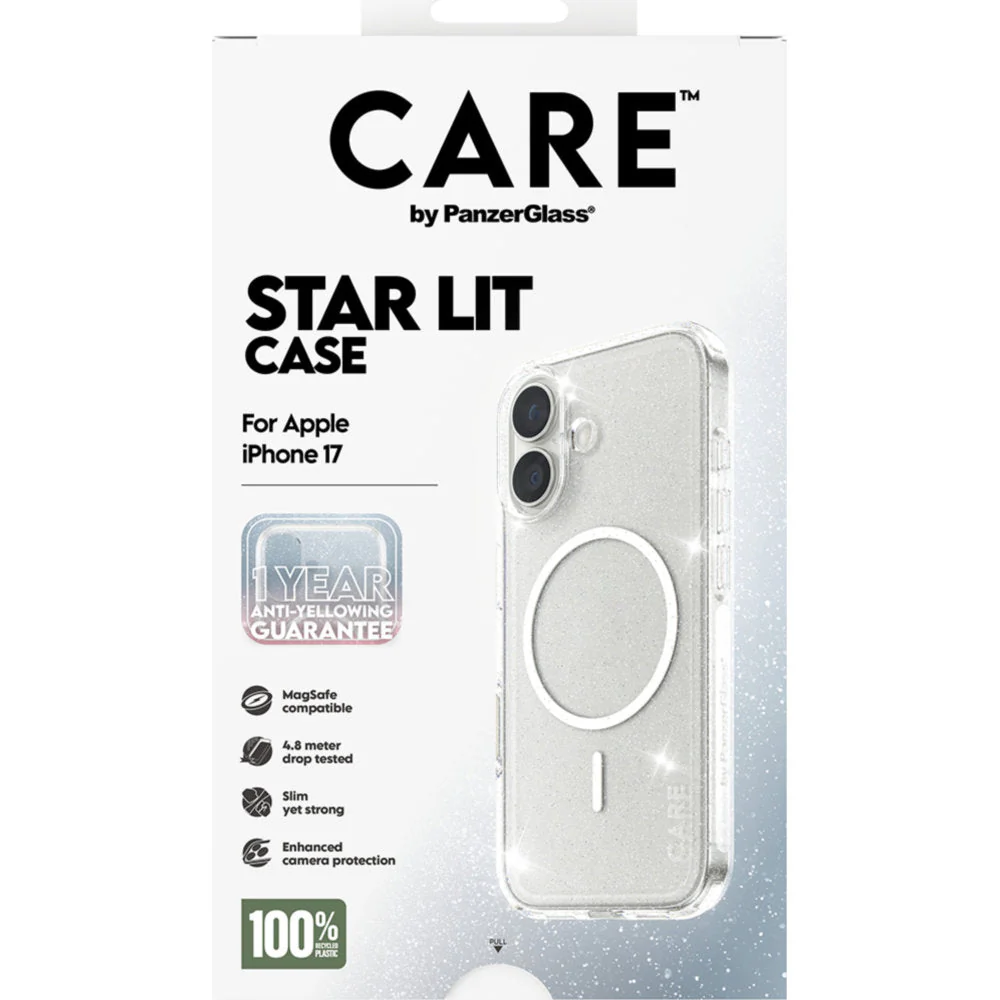 Handyhülle für iPhone 17, CARE by PanzerGlass Flagship Star Lit Case mit MagSafe, Transparent mit Glitzer - Image 2