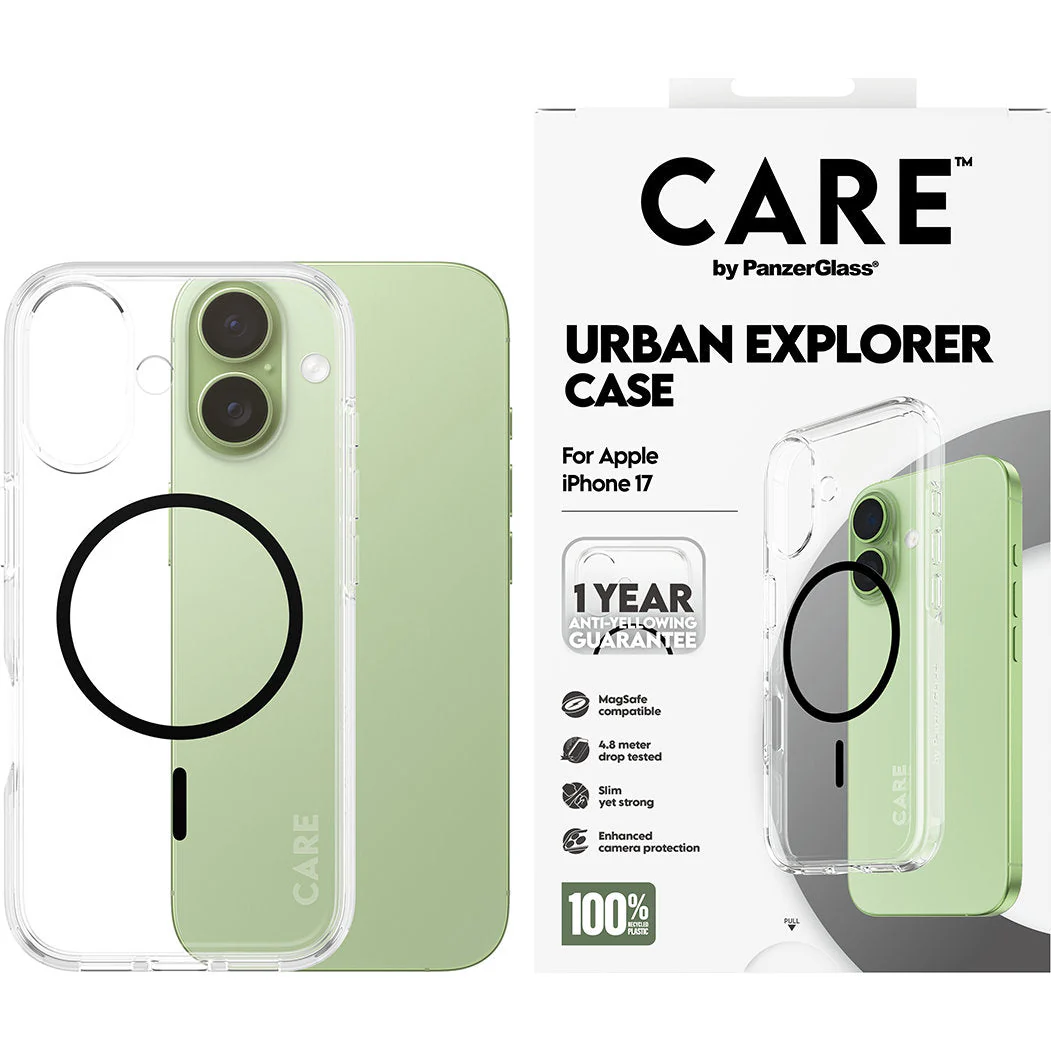 Handyhülle für iPhone 17, CARE by PanzerGlass Flagship Urban Explorer mit MagSafe, Durchscheinend-Schwarz - Image 3