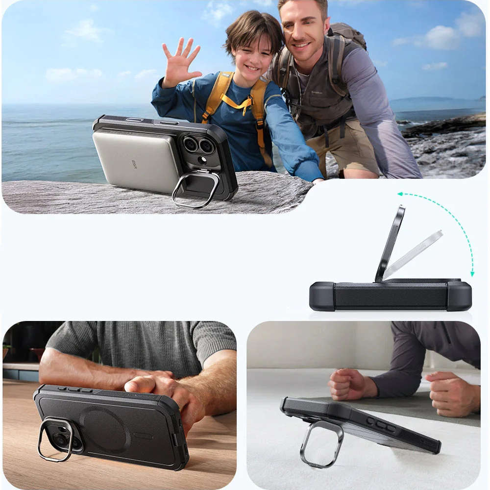 Handyhülle für iPhone 17, ESR Cyber Tough Case Kickstand mit MagSafe, Schwarz - Image 2