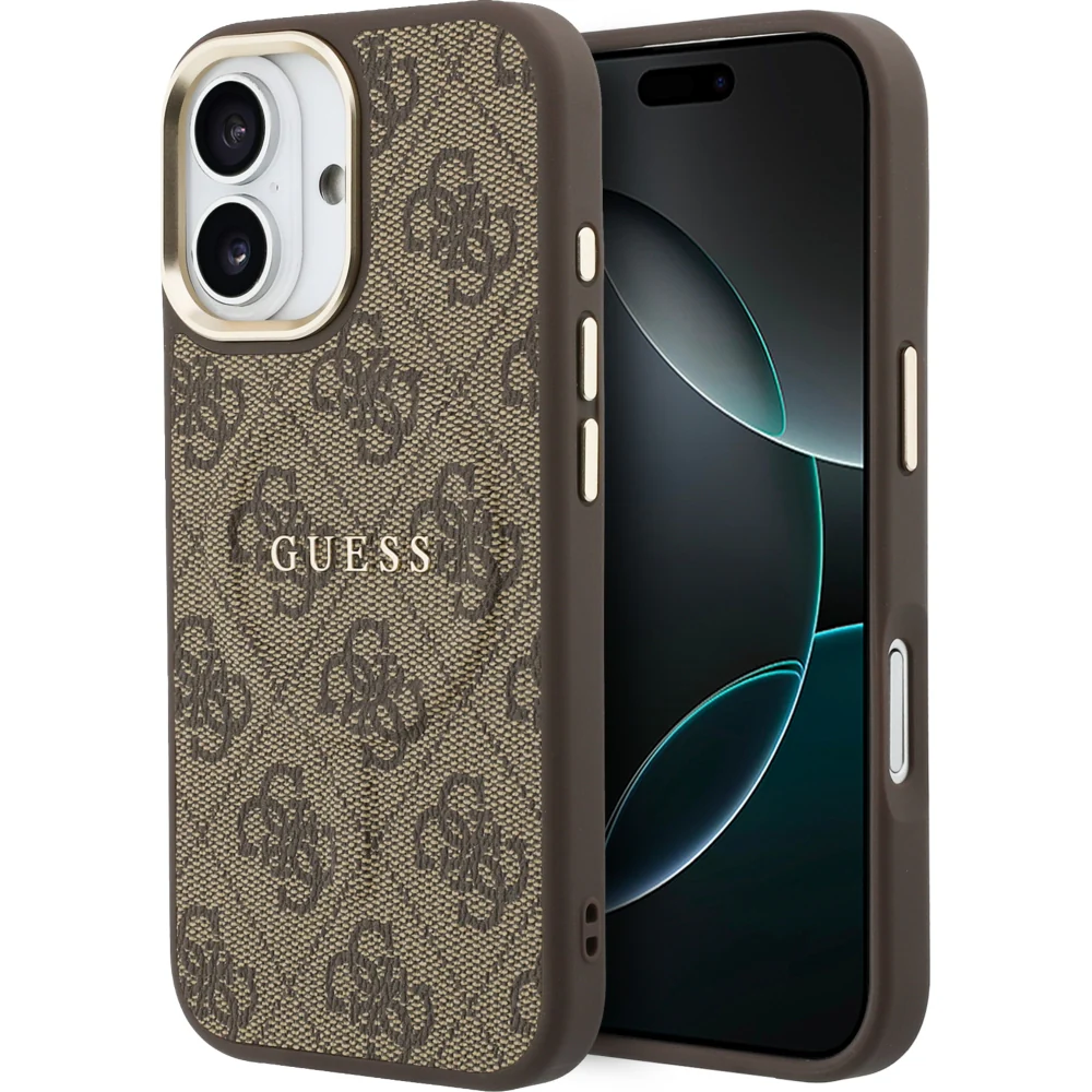 Handyhülle für iPhone 17, Guess Hardcase 4G Classic MagSafe, Braun