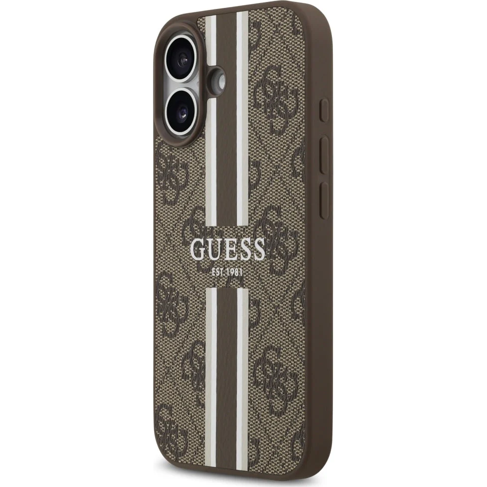 Handyhülle für iPhone 17, Guess Hardcase 4G Printed Stripes mit MagSafe, Braun - Image 2