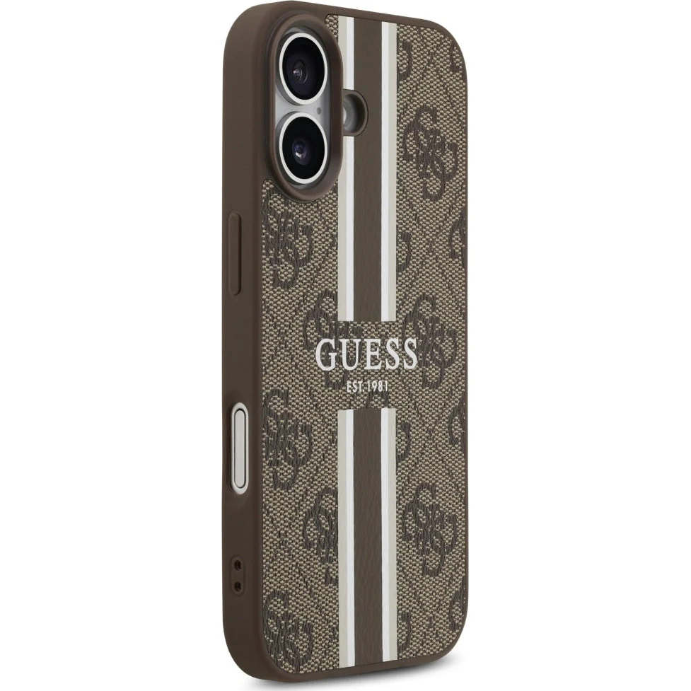 Handyhülle für iPhone 17, Guess Hardcase 4G Printed Stripes mit MagSafe, Braun - Image 4