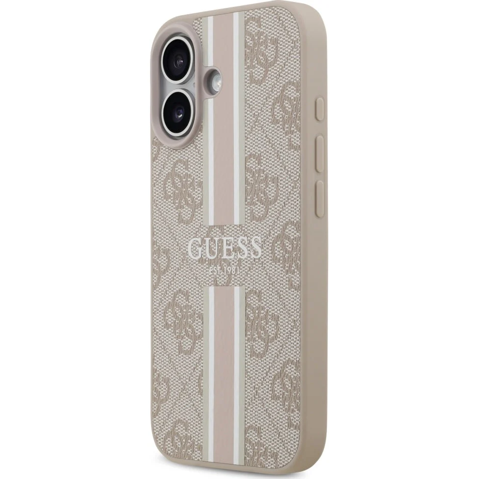 Handyhülle für iPhone 17, Guess Hardcase 4G Printed Stripes mit MagSafe, Rosa - Image 2