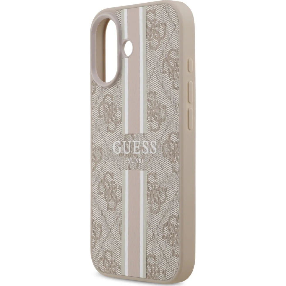 Handyhülle für iPhone 17, Guess Hardcase 4G Printed Stripes mit MagSafe, Rosa - Image 6
