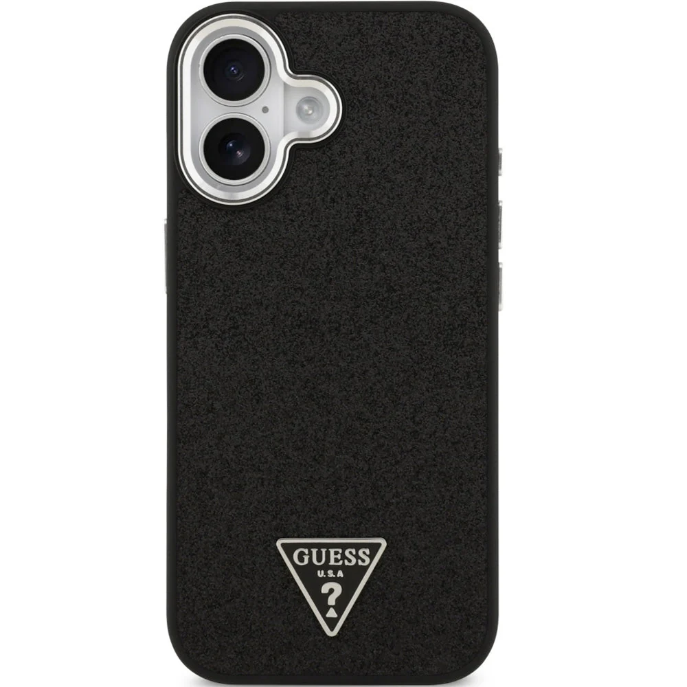 Handyhülle für iPhone 17, Guess Hardcase Glitter Triangle Logo mit MagSafe, Schwarz-Glitter - Image 5