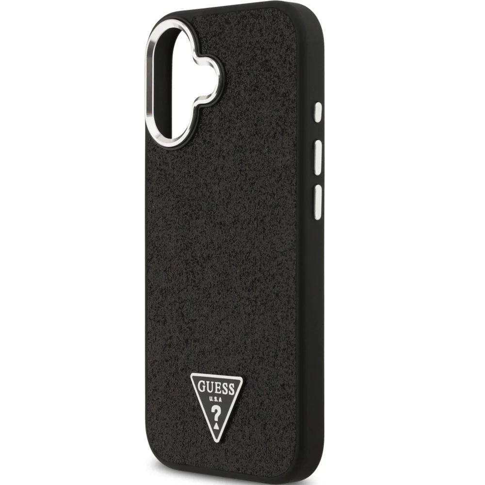 Handyhülle für iPhone 17, Guess Hardcase Glitter Triangle Logo mit MagSafe, Schwarz-Glitter - Image 6