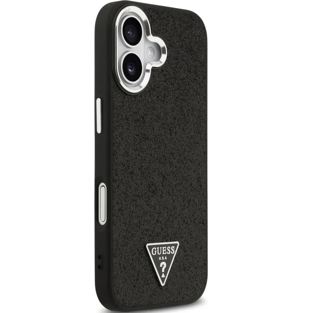 Handyhülle für iPhone 17, Guess Hardcase Glitter Triangle Logo mit MagSafe, Schwarz-Glitter - Image 8