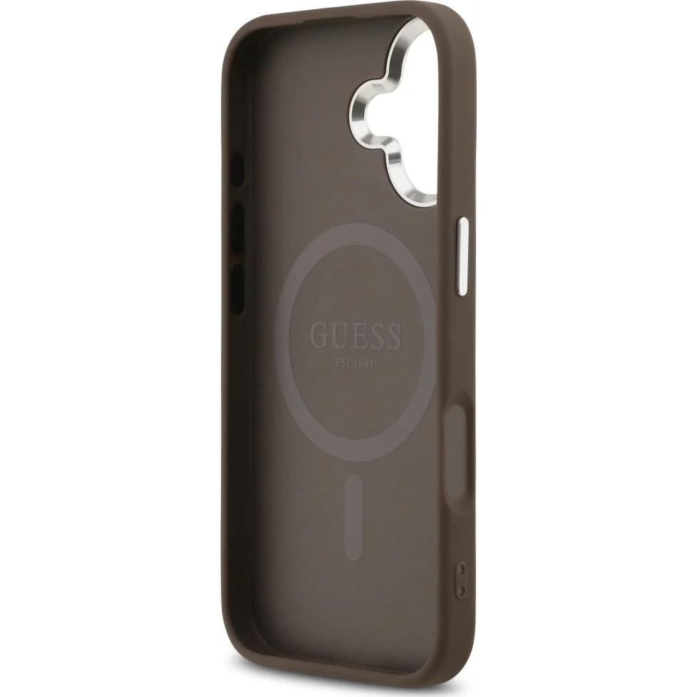 Handyhülle für iPhone 17, Guess HardCase Leather 4G Triangle Strass, Braun - Image 7