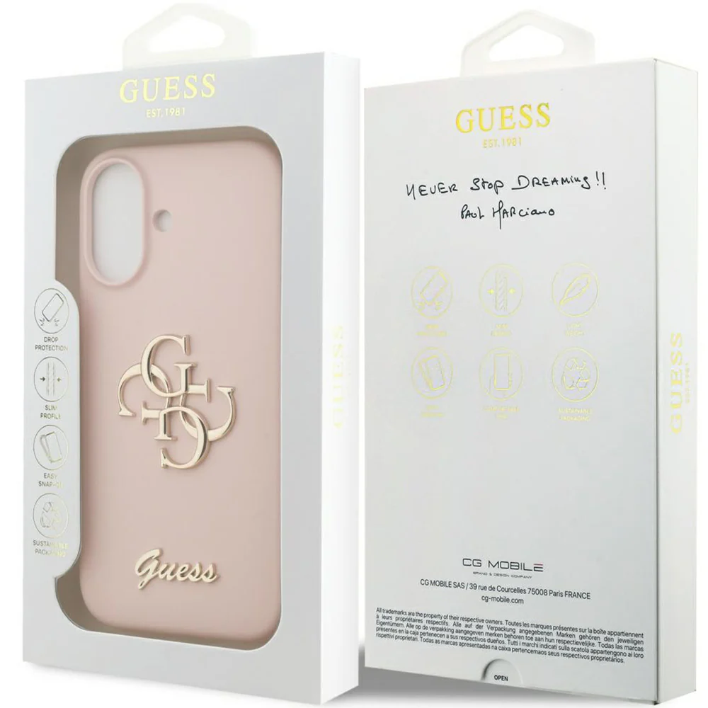 Handyhülle für iPhone 17, Guess Hardcase Silicone Big 4G Script, Hellrosa - Image 2