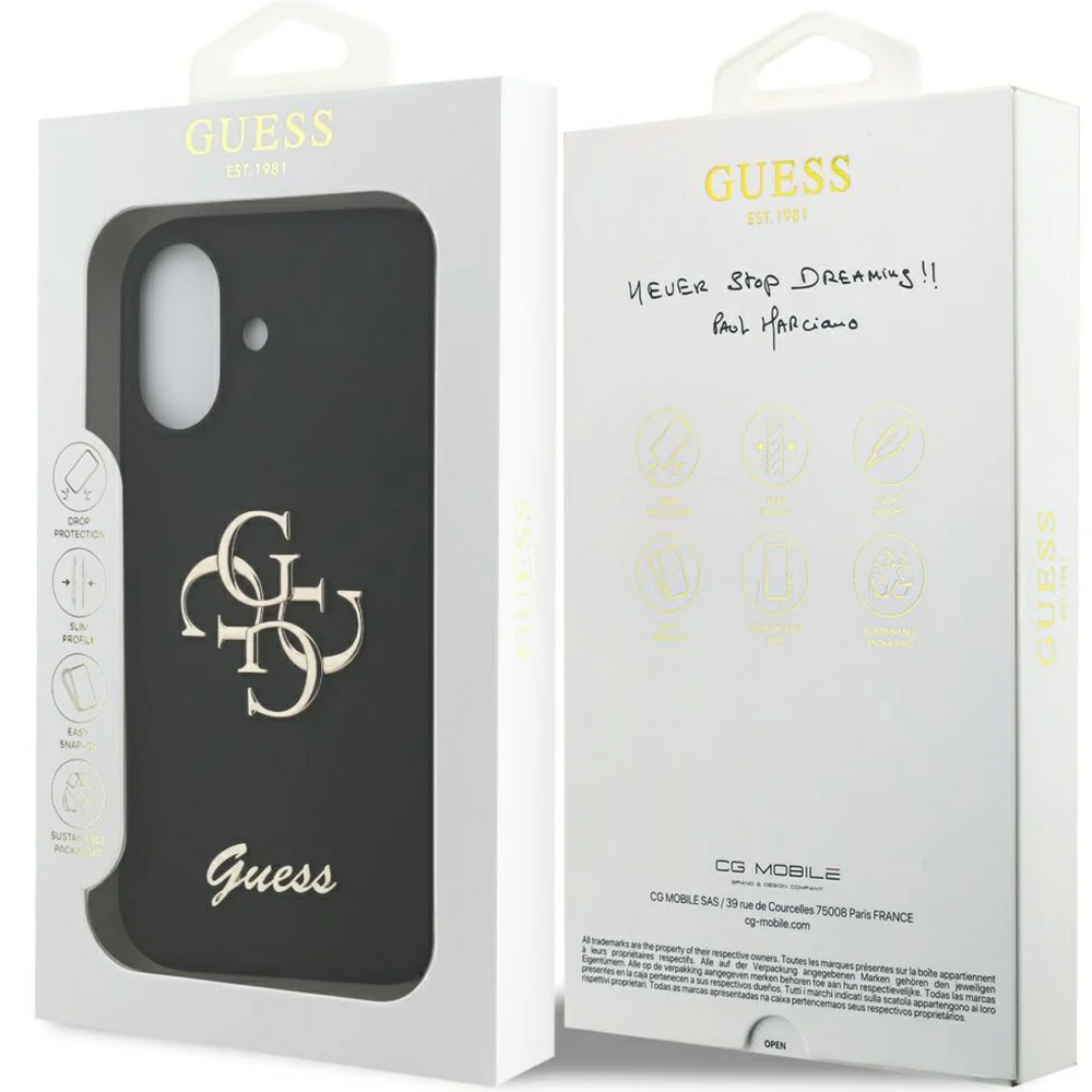 Handyhülle für iPhone 17, Guess Hardcase Silicone Big 4G Script, Schwarz - Image 2