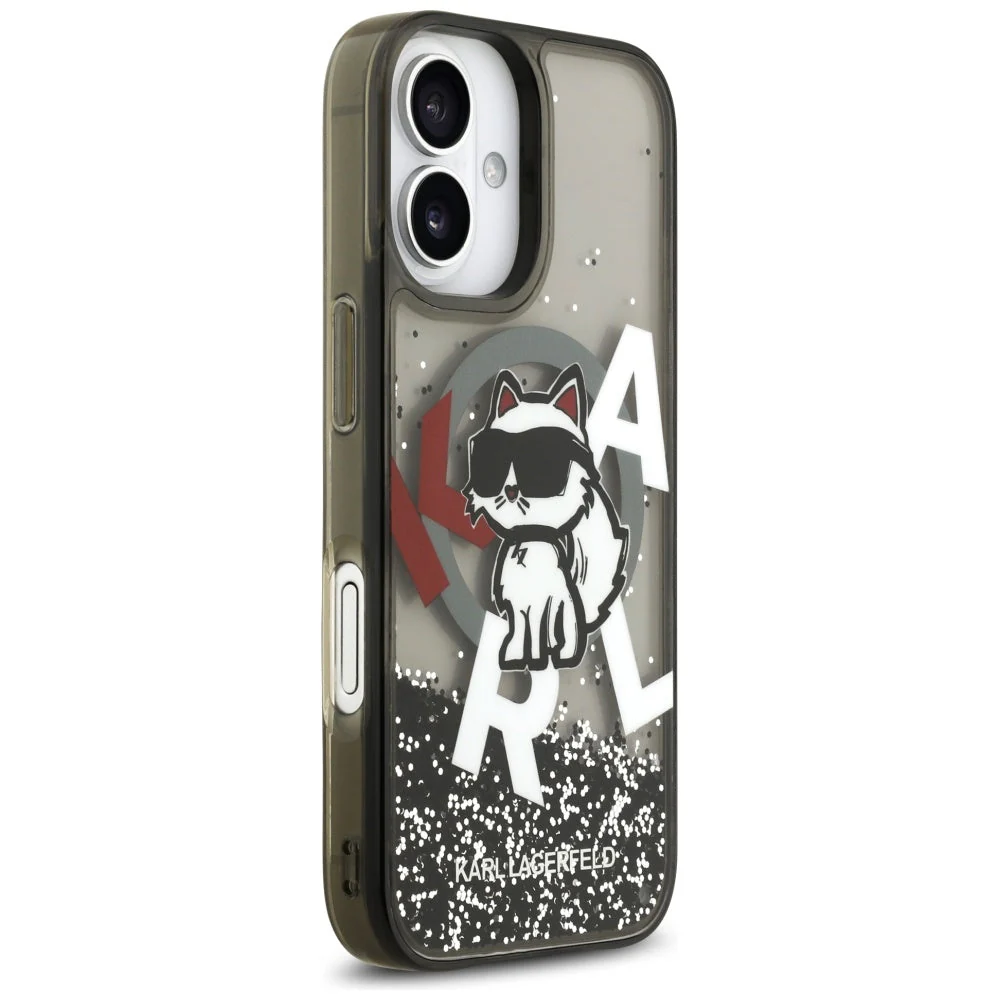Handyhülle für iPhone 17, Karl Lagerfeld Liquid Glitter Choupette Logo mit MagSafe, Rauchig, gemustert mit Glitzer - Image 3