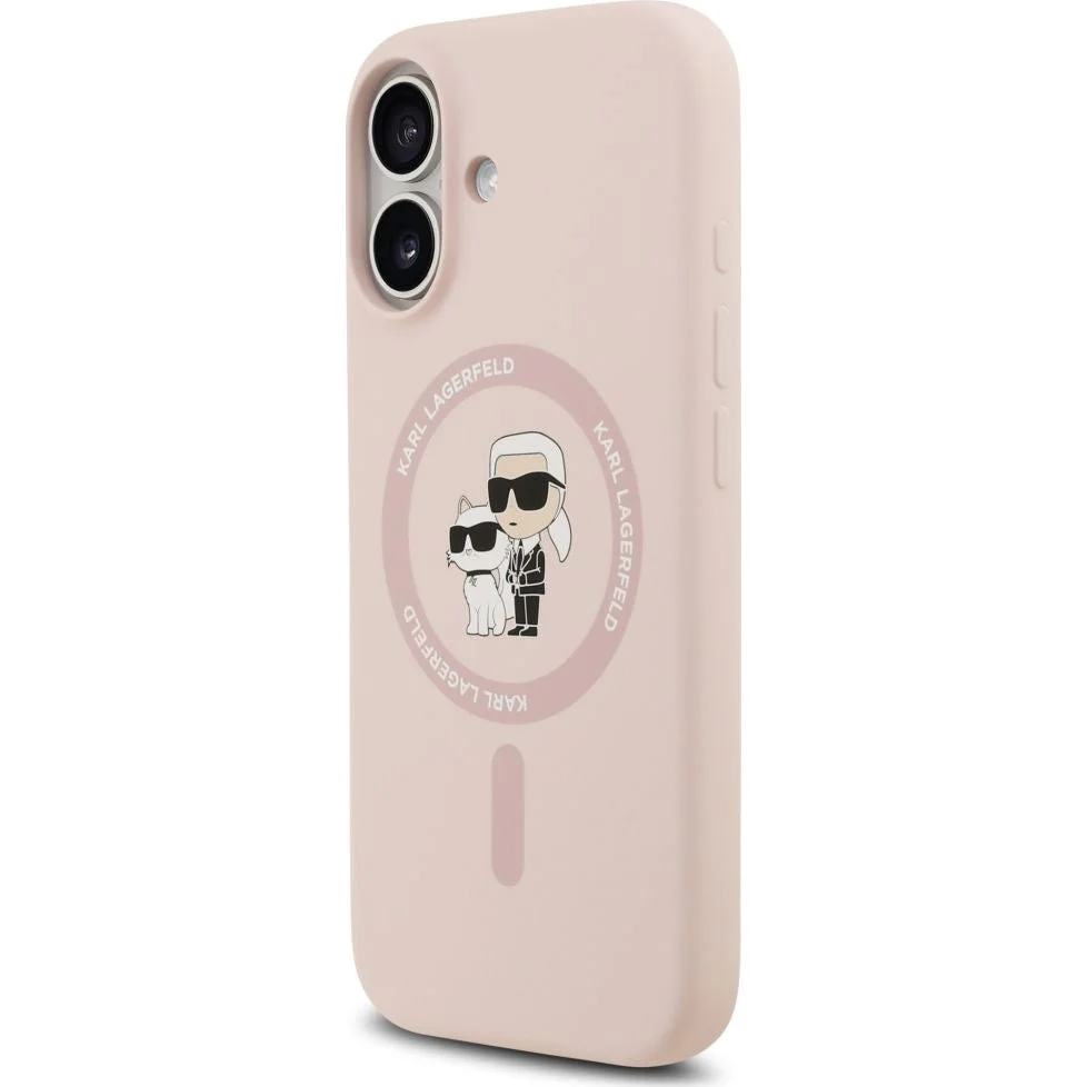 Handyhülle für iPhone 17, Karl Lagerfeld Liquid Hardcase Karl & Choupette Body Ring mit MagSafe, Rosa - Image 3