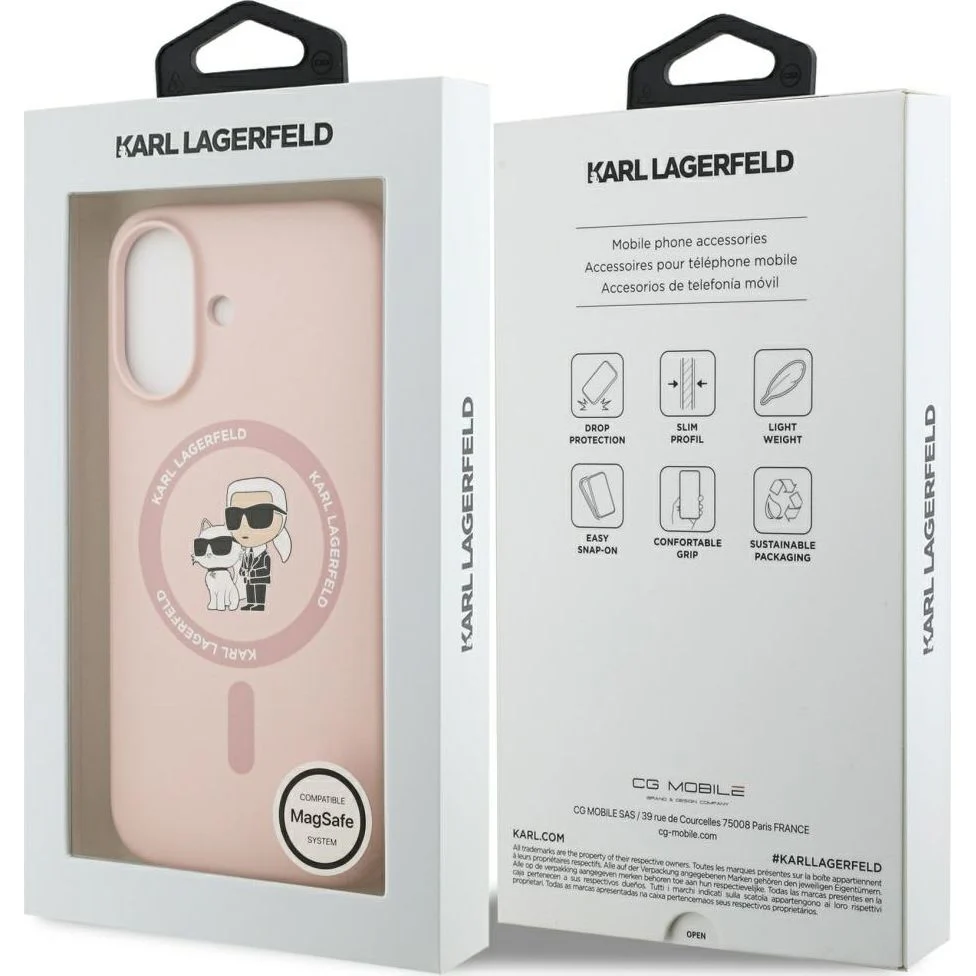 Handyhülle für iPhone 17, Karl Lagerfeld Liquid Hardcase Karl & Choupette Body Ring mit MagSafe, Rosa - Image 8