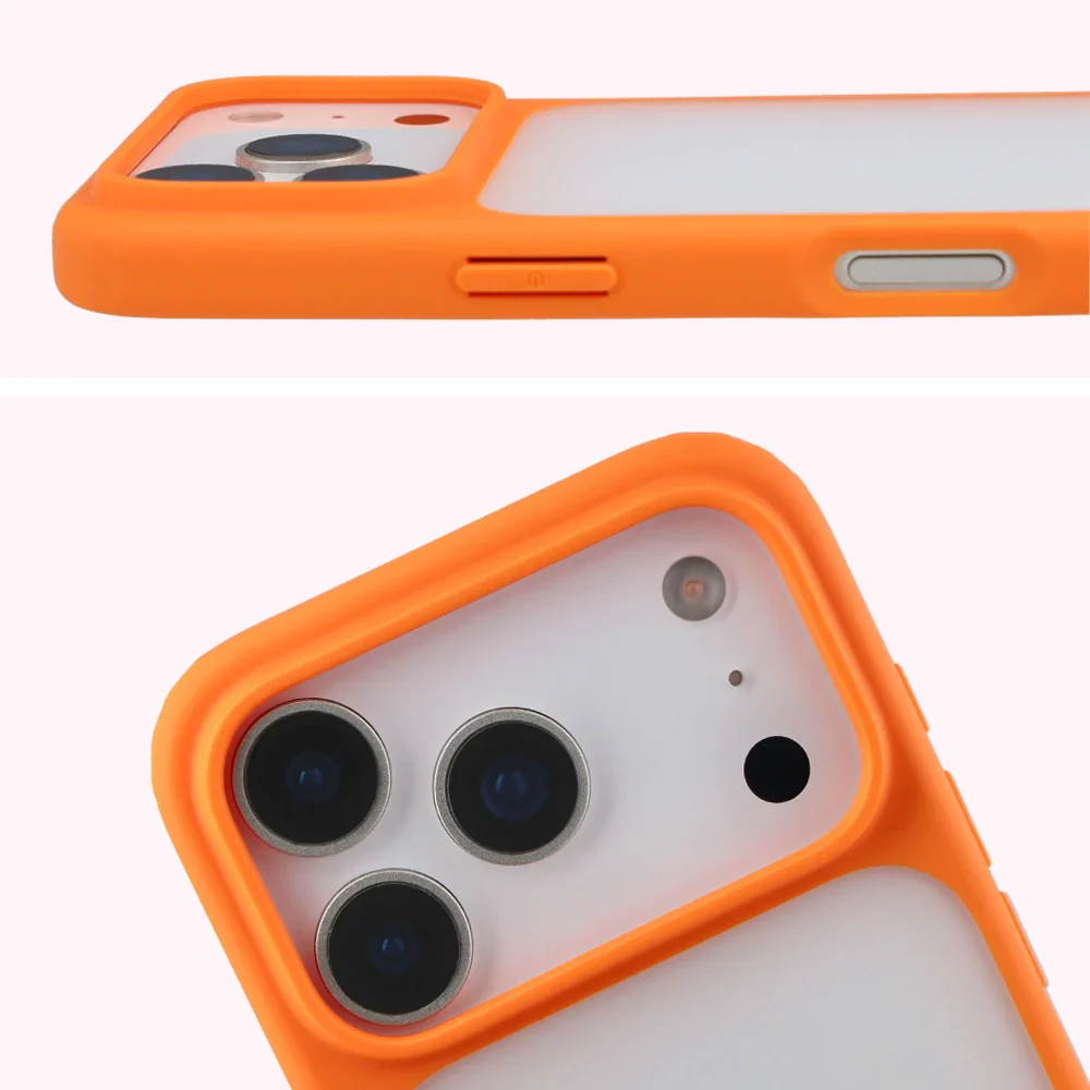 Handyhülle für iPhone 17 Pro, Bizon Case Angelo, Semitransparent mit orangefarbenem Rahmen - Image 3