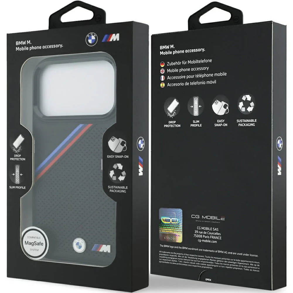 Handyhülle für iPhone 17 Pro, BMW M Tricolor Metal Logo mit MagSafe, Schwarz - Image 2